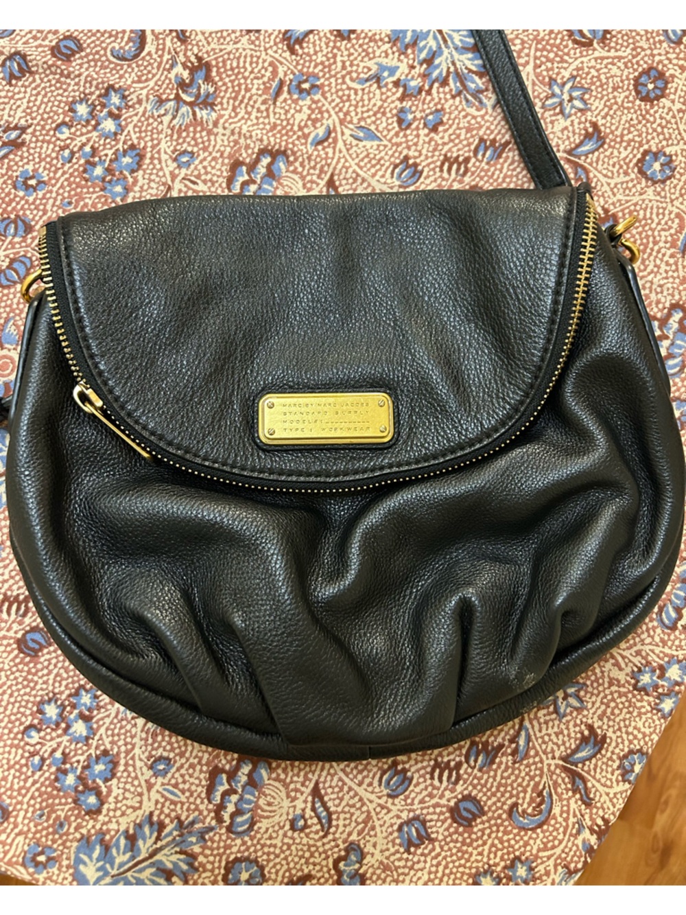 Marc by Marc Jacobs Black Leather Logo Tag with Gold Accents